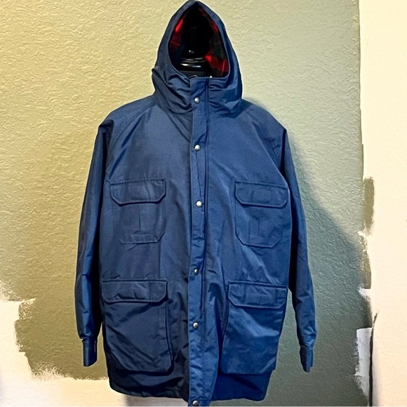 Vtg Blue Woolrich Parka, Size XXL Wool Blanket Lined Field Jacket, Outdoors - Picture 3 of 11